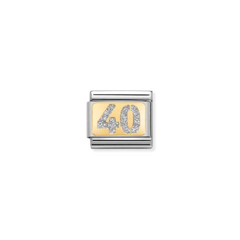 Link Composable Classic Nombre 40 Glitter Link en Or Jaune 750 et Email glitter