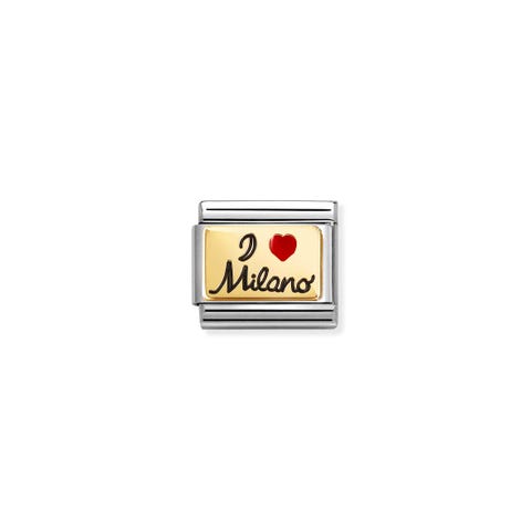 Link Composable Classic I Love Milano Link avec texte en or jaune 750