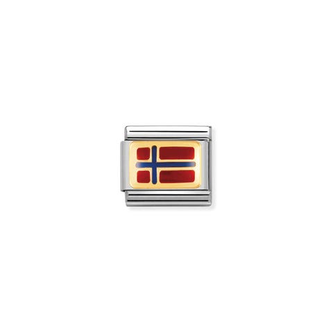 Link Composable Classic Bandera Noruega Link en Oro 750 y esmalte con símbolo de bandera