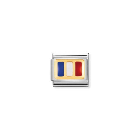 Link Composable Classic Bandera Francia Link en Oro 750 y esmalte con símbolo de bandera