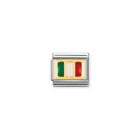 Link Composable Classic Bandera Italia Link en Oro 750 y esmalte con símbolo de bandera