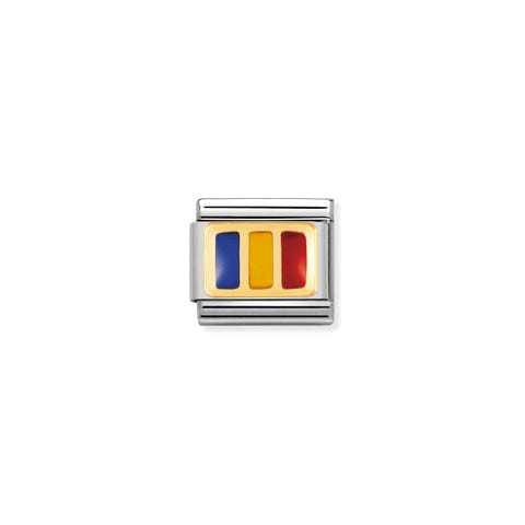 Link Composable Classic Drapeau Roumanie Link en Acier et Or 750 avec un drapeau européen