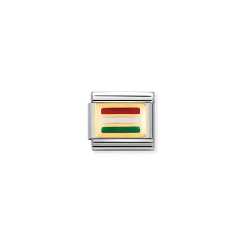 Link Composable Classic Drapeau Hongrie Link avec drapeau européen avec détails en Or et Email