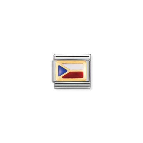Link Composable Classic Drapeau République Tchèque Link avec drapeau européen en Acier et Email