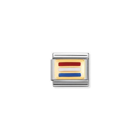 Link Composable Classic Drapeau Luxembourg Link avec drapeau de l'Europe en Acier et Email