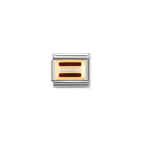 Composable Classic Link Latvia Flag in Enamel Red and white enamel Link with European Flag