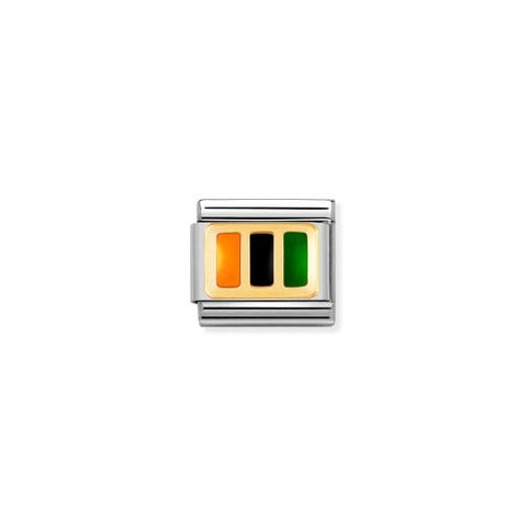 Link Composable Classic Drapeau Venise Link en acier, or jaune 750 et émail