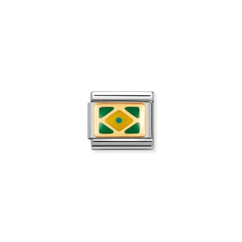 Link Composable Classic Drapeau Brésil Link avec drapeau du Brésil en Acier et Email