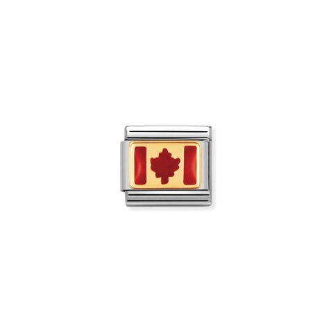 Link Composable Classic Bandiera Canada Link in Acciaio e Smalto con la bandiera canadese