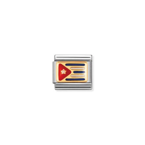 Link Composable Classic Drapeau Cuba Link en Acier et Or 750 avec le drapeau cubain