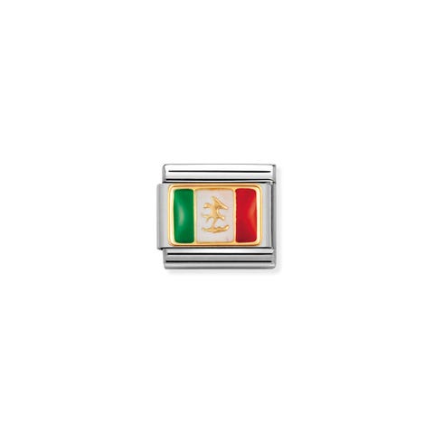Link Composable Classic Drapeau Mexique Link avec drapeau mexicain en Acier et Or 750