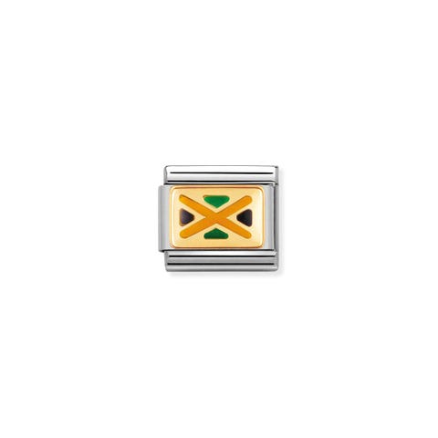 Link Composable Classic Drapeau Jamaïque Link en Or 750 et Acier avec drapeau jamaïcain
