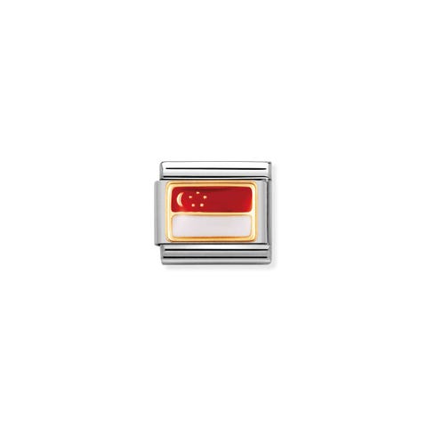 Link Composable Classic Bandera Singapur Link en Oro 750 y esmalte con símbolo de bandera
