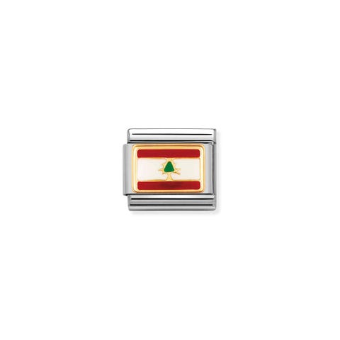 Link Composable Classic Drapeau Liban Link en Acier et Or 750 avec le drapeau du Liban