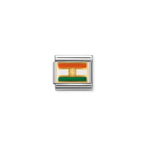 Link Composable Classic Drapeau Inde Link en Acier et Or 750 avec un drapeau asiatique