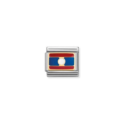 Link Composable Classic Bandera Laos Link en Oro 750 y esmalte con símbolo de bandera