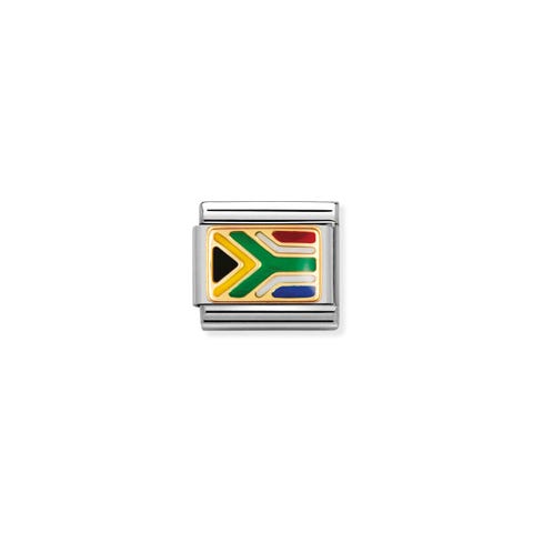 Link Composable Classic Drapeau Afrique du Sud Link drapeau africain avec détails en Or 750