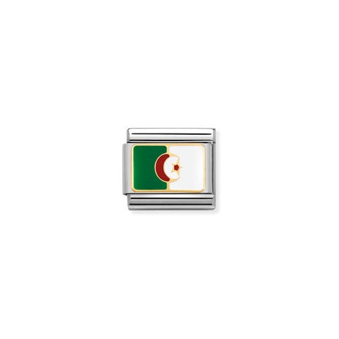 Link Composable Classic Drapeau Algérie Link avec drapeau africain en Acier et Or 750