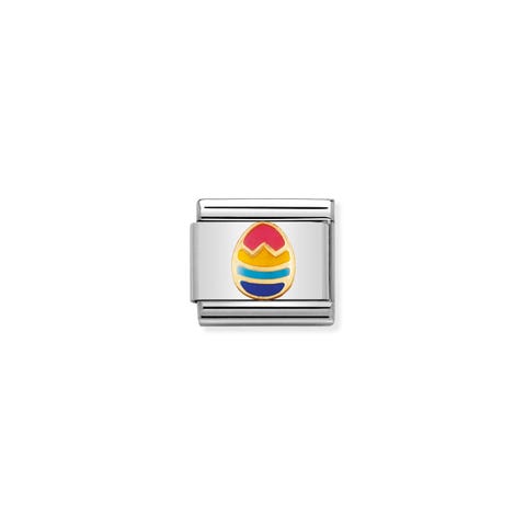 Composable Classic Link Easter Egg with multicolor Enamel Stainless steel Easter Egg symbol in bonded yellow gold and enamel