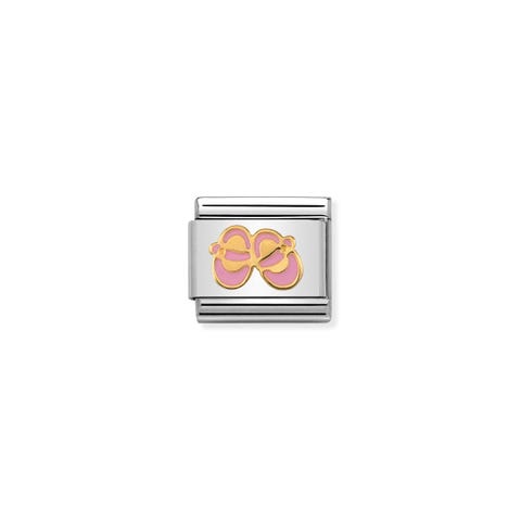 Composable Classic Pink Shoes Link Link with Shoes in bonded yellow gold and pink enamel