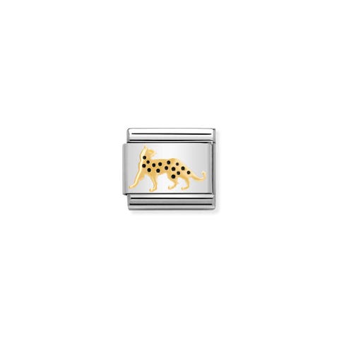 Link Composable Classic Léopard Link avec symbole de la Savane en Acier et Or 750