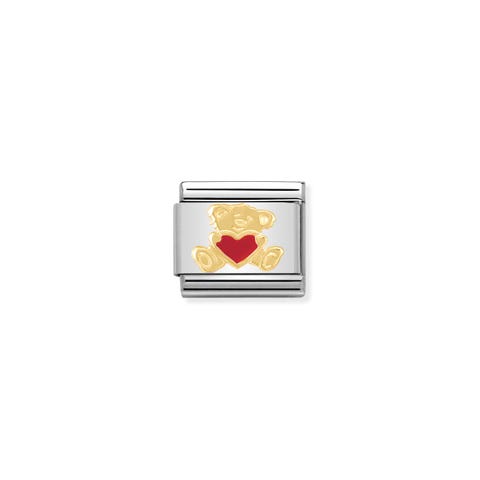 Link Composable Classic Orso con cuore Link con tema amore in Acciaio e Smalto