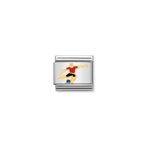 Composable Classic Colourful Soccer Player Link Link in stainless steel with sports symbol