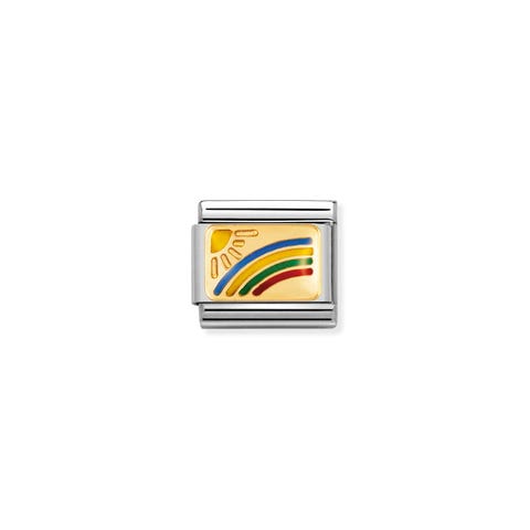 Composable Classic Link Regebogen Link in Gold und Emaille  Symbol Regenbogen