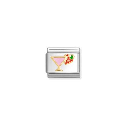 Composable Classic Link Pink Cocktail Stainless steel Link, bonded yellow gold and coloured enamel