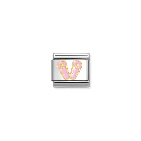 Composable Classic Link Pink Flip-Flops Stainless steel Link with yellow gold and coloured enamel