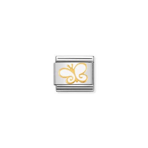 Composable Classic Link Schmetterling Emaille Link mit Schmetterling in Edelstahl und 750er Gelbgold
