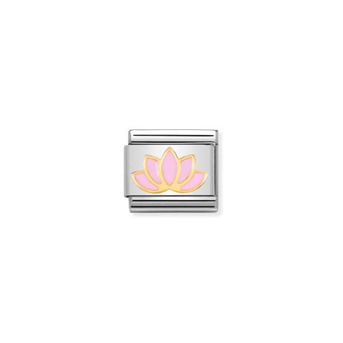 Composable Classic Lotus Flower Link Link in stainless steel and gold with symbol