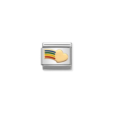Composable Classic Link Cœur arc-en-ciel Link avec cœur arc-en-ciel en Or 750 et Email coloré