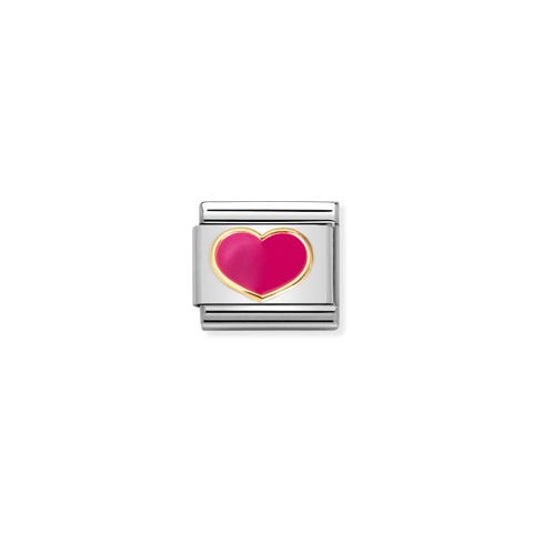 Composable Classic Link Gold mit Herz in Pink Link in 750er Gold und Emaille mit farbigem Herz