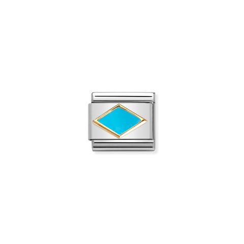 Composable Classic Link Gold mit Raute in Türkis Link in Edelstahl und 750er Gold mit geometrischem Symbol
