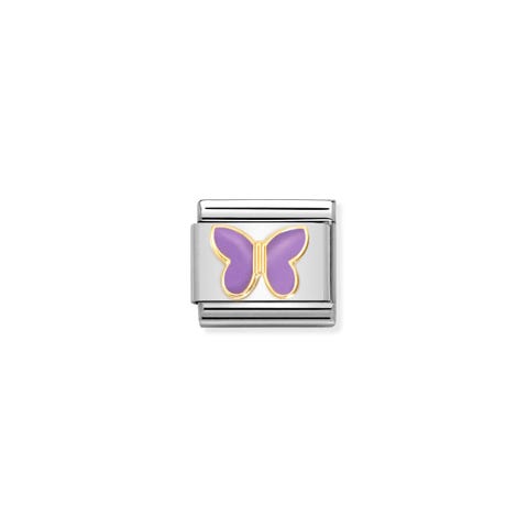 Composable Classic Link, gold with Lilac Butterfly Link with symbol in Lilac enamel and 18K yellow gold