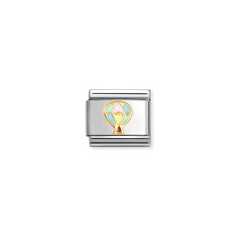 Composable Classic Link, Hot Air Balloon Stainless steel and gold Link with enamel decorations
