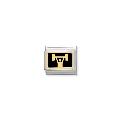 Link Composable Classic Haltérophilie Link en Or Jaune avec Email Noir