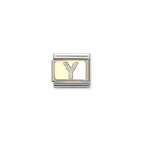 Link Composable Classic lettre Y glitter argent Link en acier 316/304 et or jaune 750