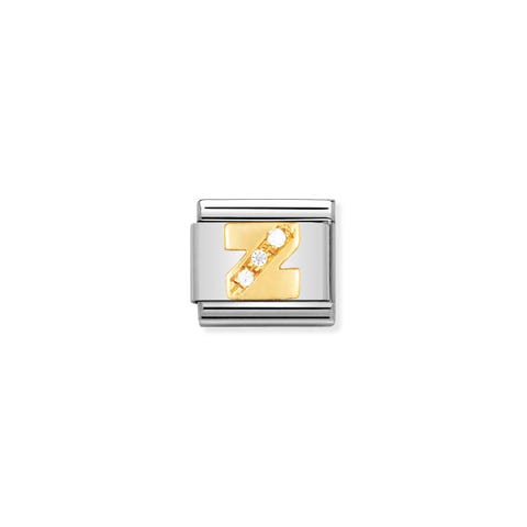 Link Composable Classic Lettera Z in Oro e Pietre Link in Oro 750 e Cubic Zirconia con lettera Z