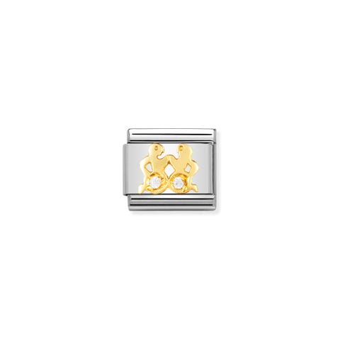 Link Composable Classic con piedra Géminis Link en Oro 750 y Cubic Zirconia Zodíaco