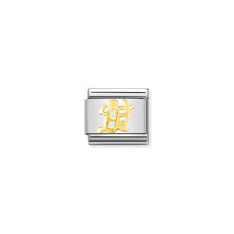 Link Composable Classic avec Pierres Sagittaire Link en Or 750 avec Cubic Zirconia Symboles Zodiaque