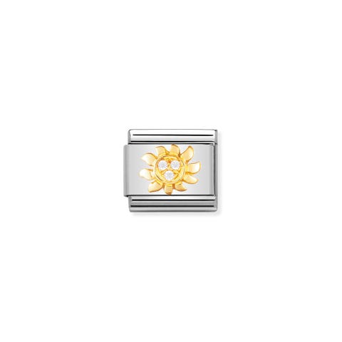 Link Composable Classic Sol con Piedras blancas Link Sol en Oro y detalles de Circones Cúbicos blancos