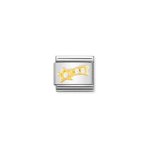 Composable Classic Link white Shooting Star with Stones Shooting Star Link in bonded yellow gold and Cubic Zirconia
