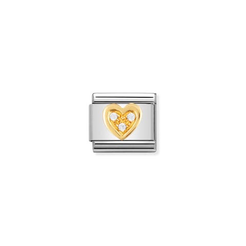 Link Composable Classic Cuore con Pietre bianche Link in Oro e dettagli in Cubic Zirconia bianchi momenti d'amore