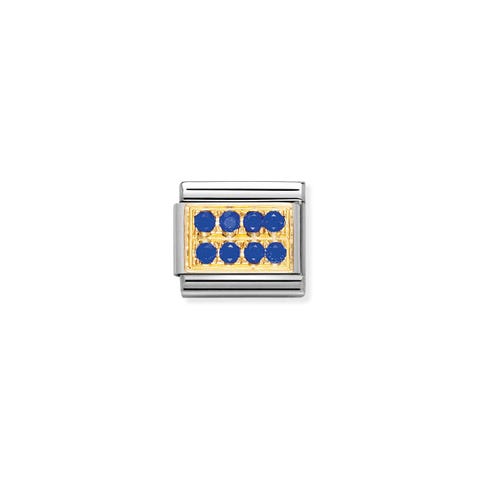 Link Composable Classic con Pietre blu Link in Oro 750 e Cubic Zirconia blu