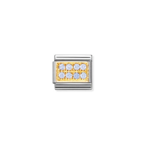 Link Composable Classic con Pietre azzurre Link in Oro 750 e Cubic Zirconia colorati