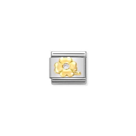 Link Composable Classic  Trébol en Oro y Diamantes Link en Acero y Oro 750 con Diamantes Lab Grown
