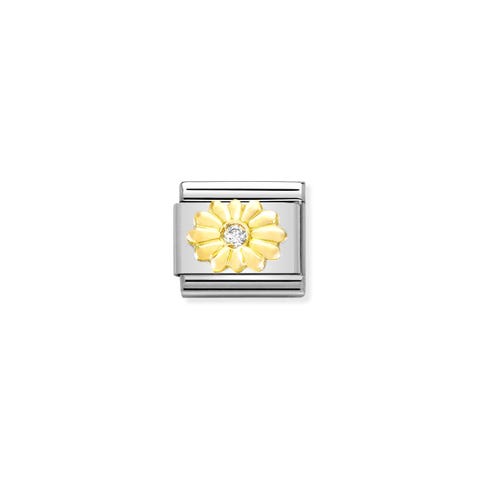 Link Composable Classic fleur en or et diamants  Link avec décoration en or 750 et diamant synthétique