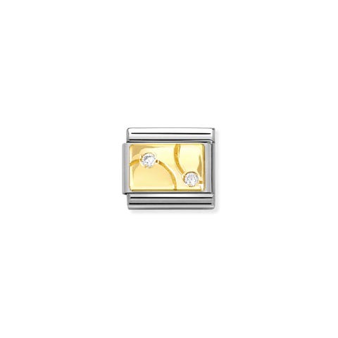 Link Composable Classic plaque décorée en or et diamants Link avec plaque décorée en or 750 et diamants synthétiques
